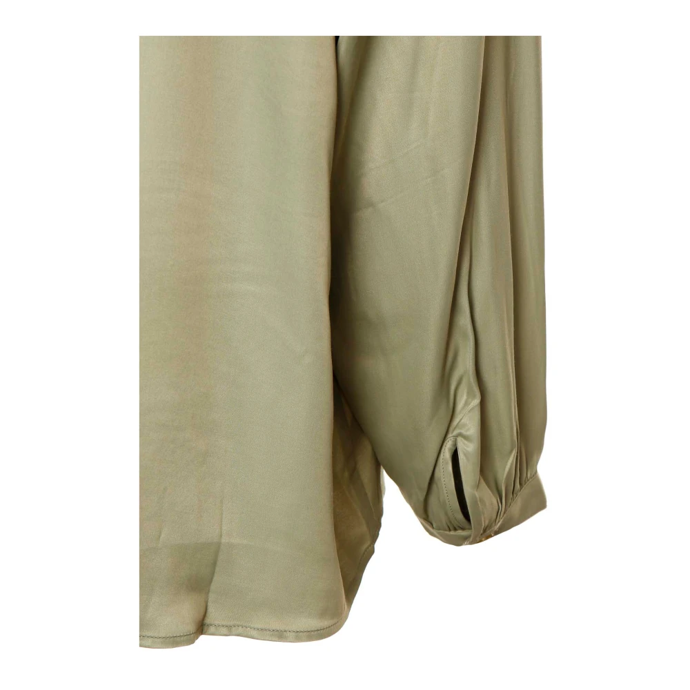 American vintage V-hals Lange Mouw Blouse Green Dames