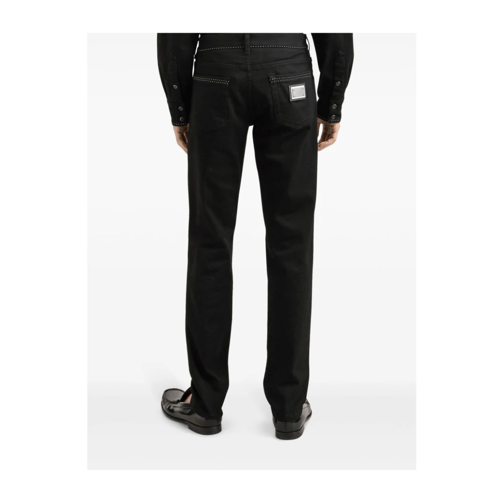 Dolce & Gabbana Zwarte broek met logoplaquette Black Heren
