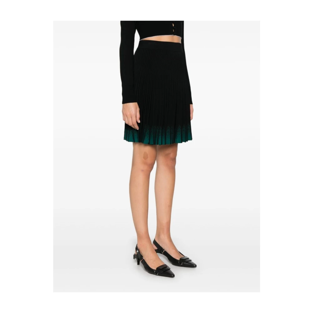 Emporio Armani Zwarte Geribbelde Gebreide Ombré Geplooide Rok Black Dames