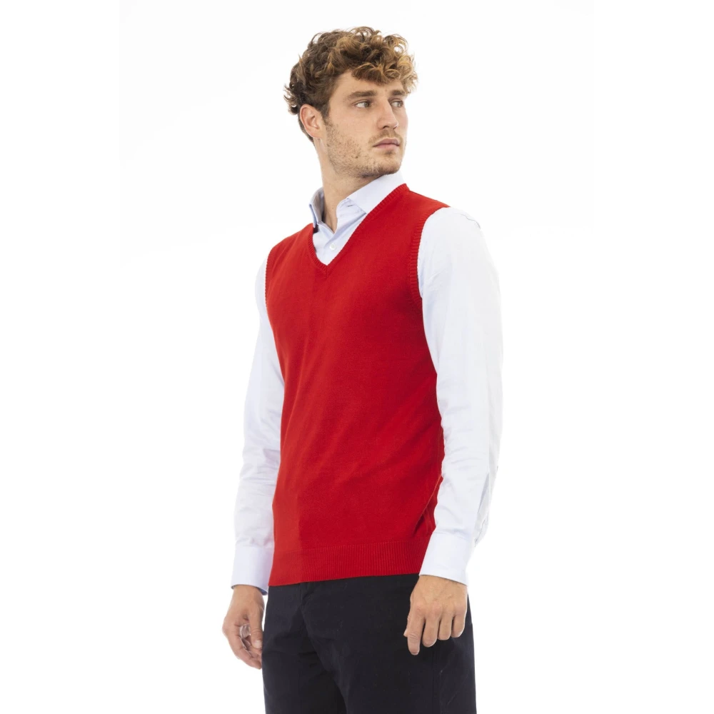 Alpha Studio V-hals Gebreid Vest Regular Fit Red Heren