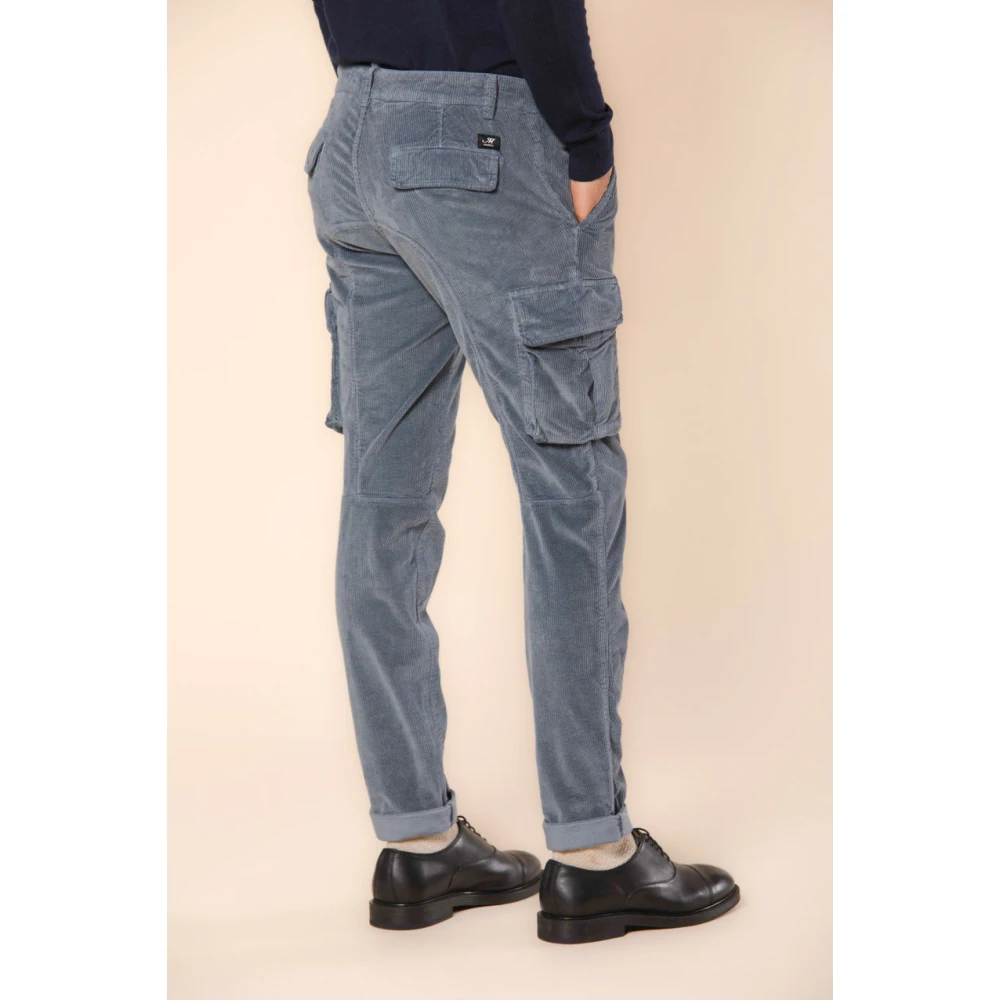 Mason's Slim Fit Fluwelen Cargo Broek 500 Strepen Blue Heren