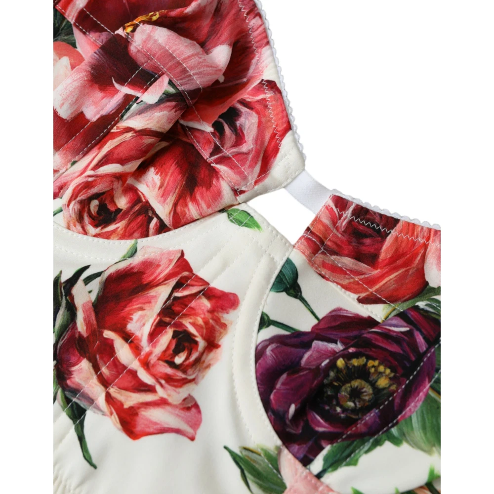 Dolce & Gabbana Bloemen Zijden Bustier Crop Top Multicolor Dames