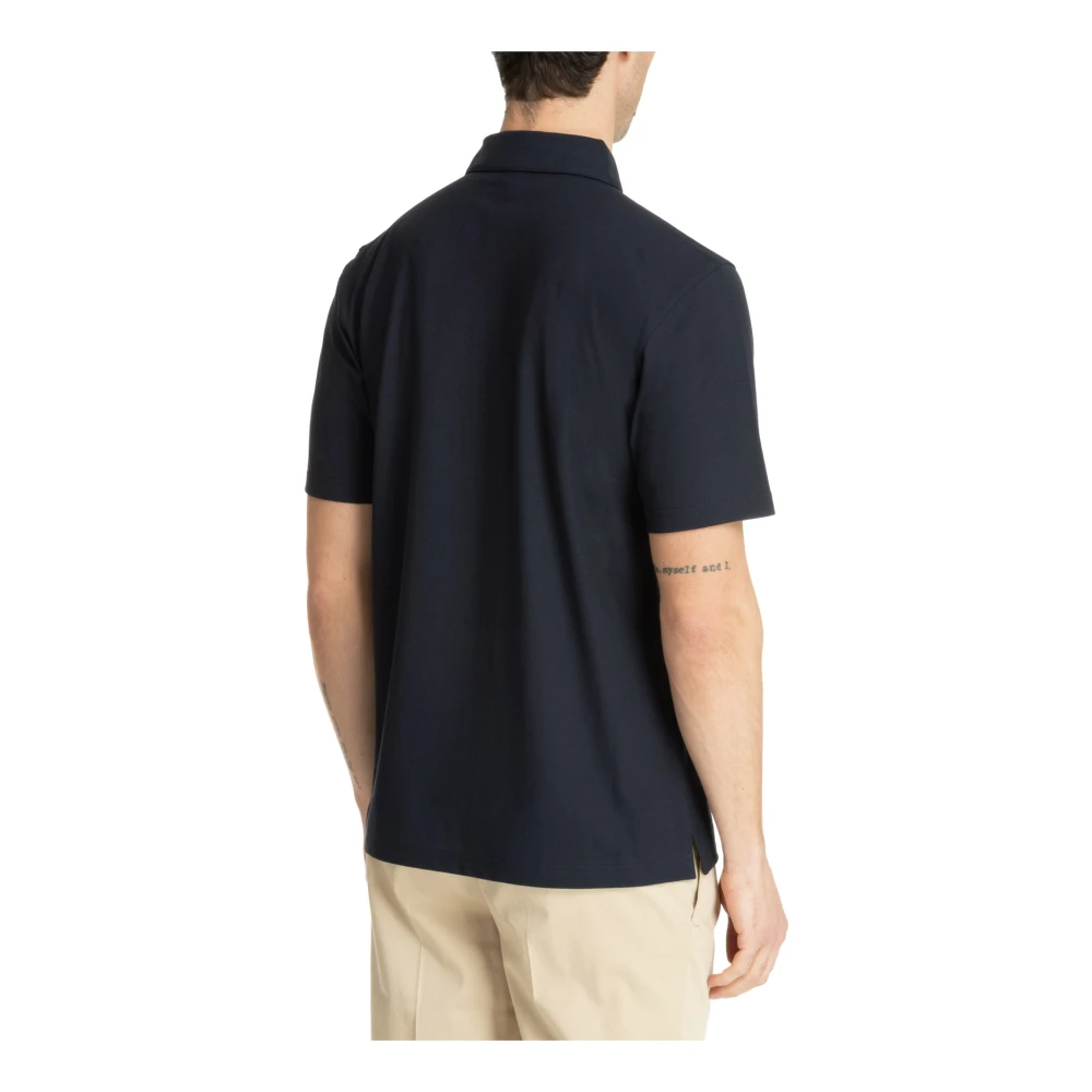 Lardini Effen Polo Shirt met 3 Knopen Blue Heren