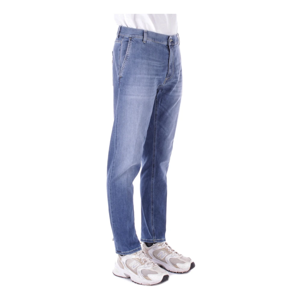 Dondup Blauwe Jeans met Logo Rits Sluiting Blue Heren