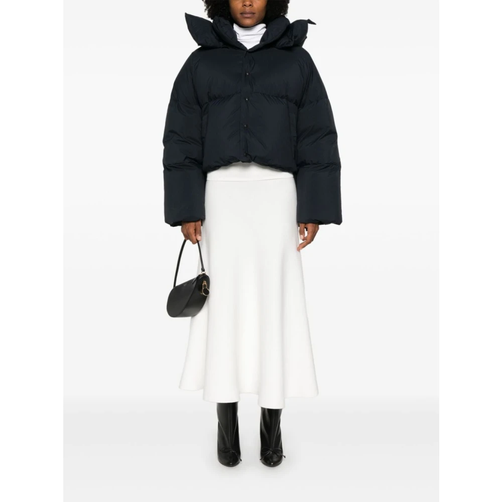 Alaïa Zwarte Gewatteerde Donsjas met Afneembare Capuchon Black Dames