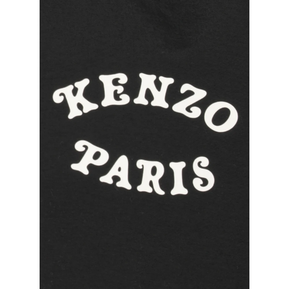 Kenzo Zwarte Jas met Kraag en Logo's Black Heren