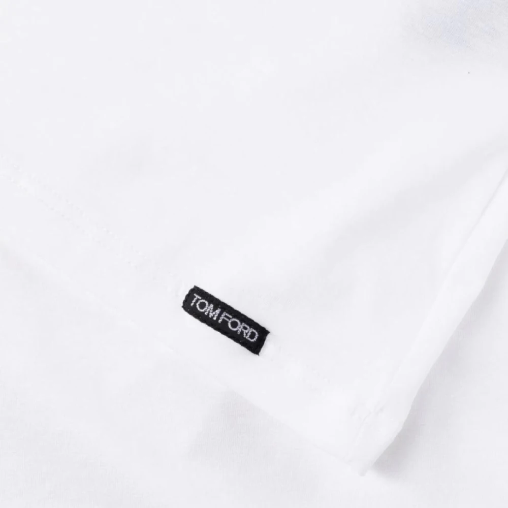 Tom Ford Wit Langemouw Katoen Modal Logo T-Shirt White Heren