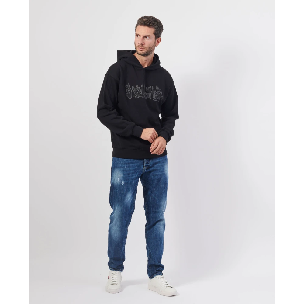 Disclaimer Zwarte hoodie met logo op de voorkant Black Heren