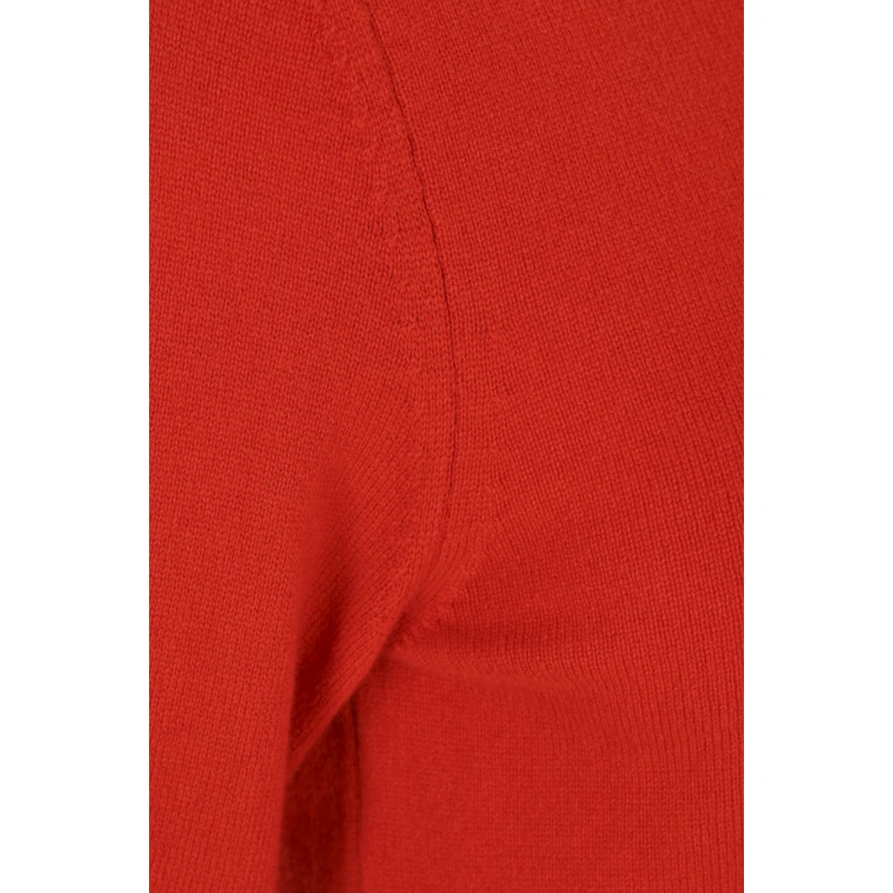 Comme des Garçons Rode Cashmere Trui Hoge Hals Geribbeld Red Dames
