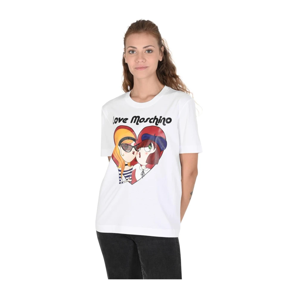 Love Moschino Women's White Heart Print T-Shirt
