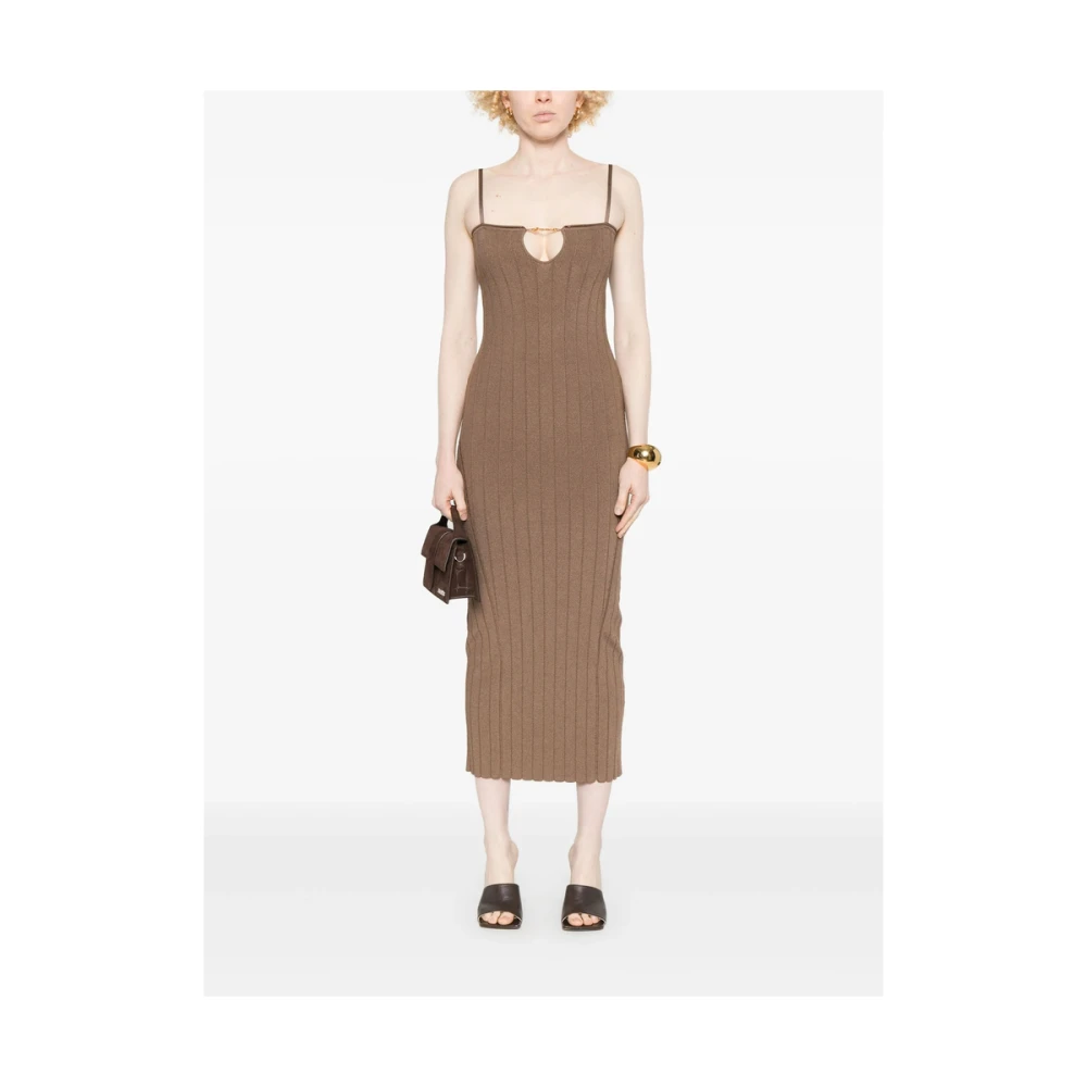 Jacquemus Lichtbruine Spaghettiband Jurk Brown Dames