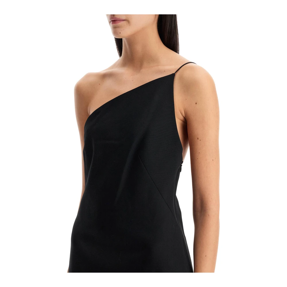 alexander wang Asymmetrische Wol One-Shoulder Jurk Black Dames