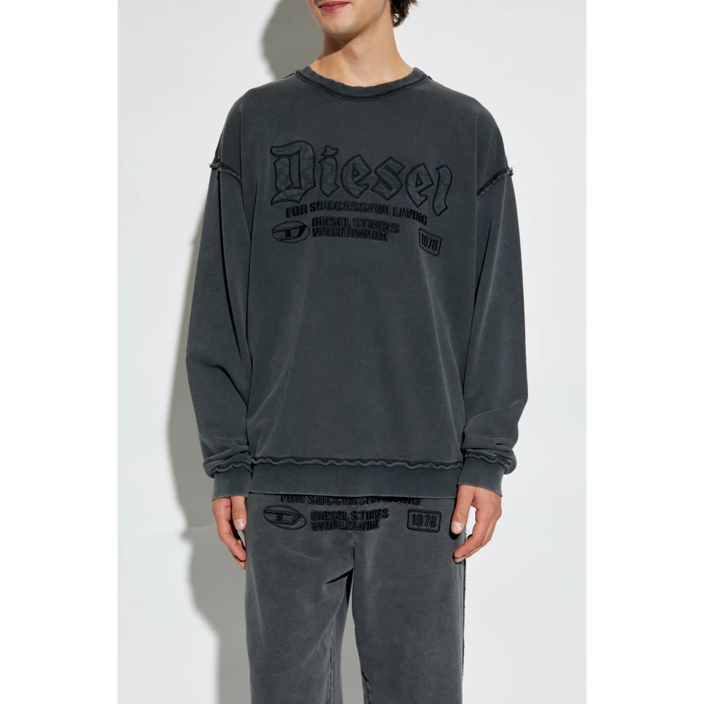 Diesel Sweatshirt met ruwe afwerking S-Boxt-Raw Gray Heren