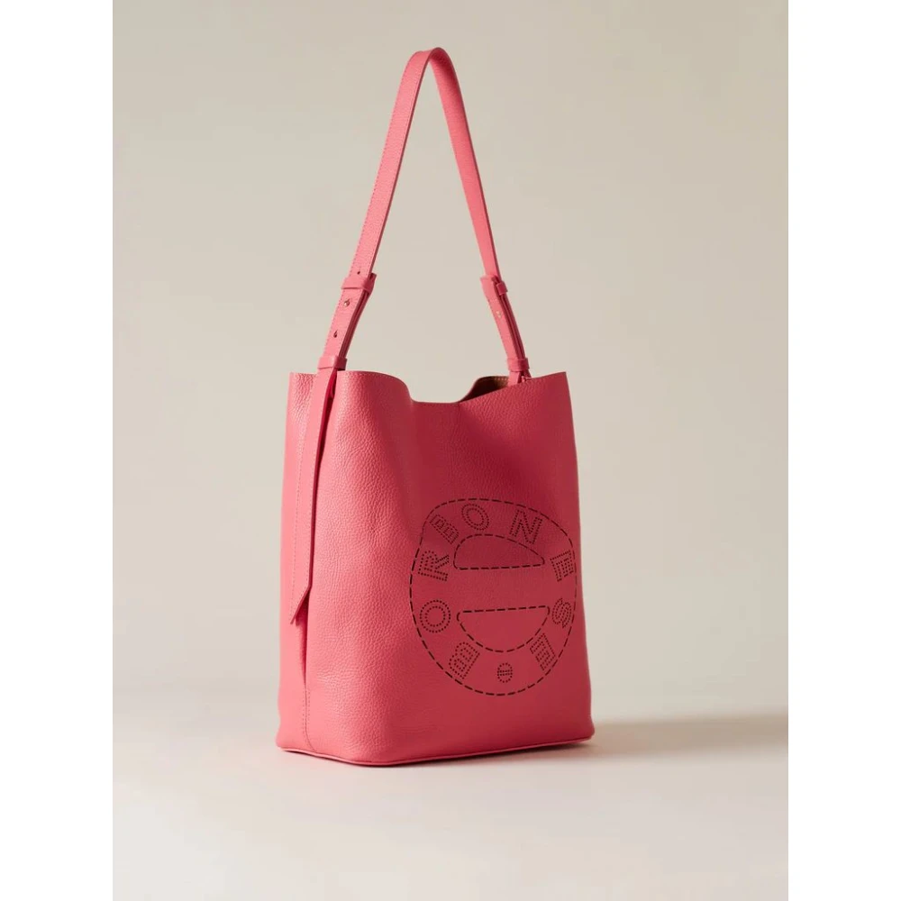 Borbonese Leren Bucket Tas geïnspireerd door Mayfair Pink Dames