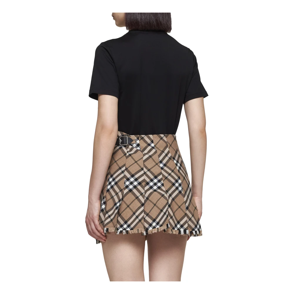 Burberry Ruitprint Wollen Kilt Minirok Brown Dames