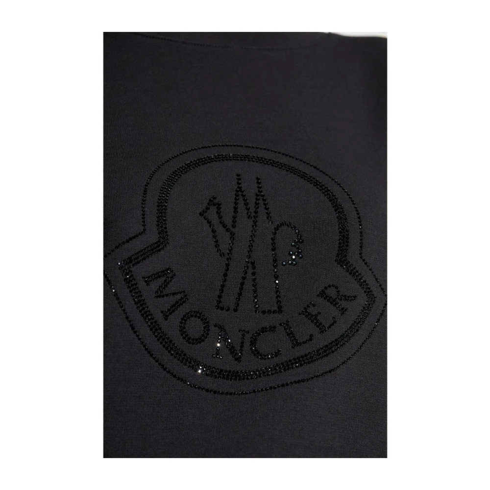 Moncler Zwarte Katoenen Sweatshirt met Strass Black Dames