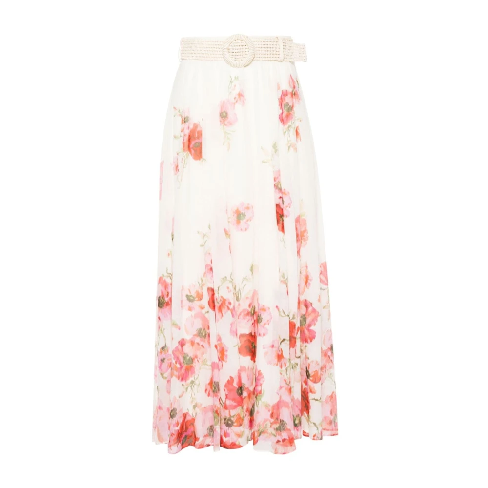 Zimmermann Witte Lightburst Bloemen Midi Rok Multicolor Dames