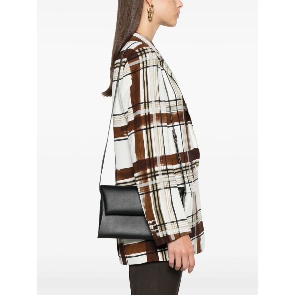Jil Sander Zwarte Leren Schoudertas Black Heren