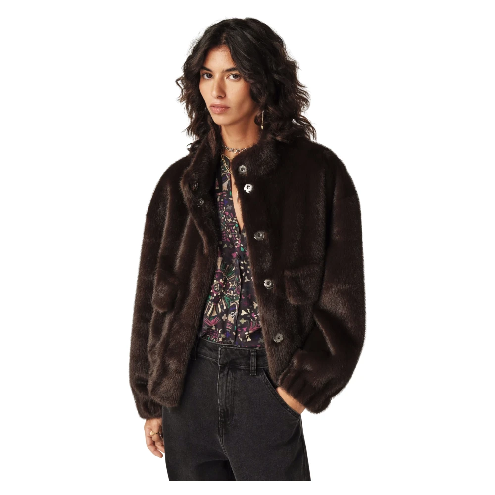 Faux Fur Cropped Coat - Chocolat