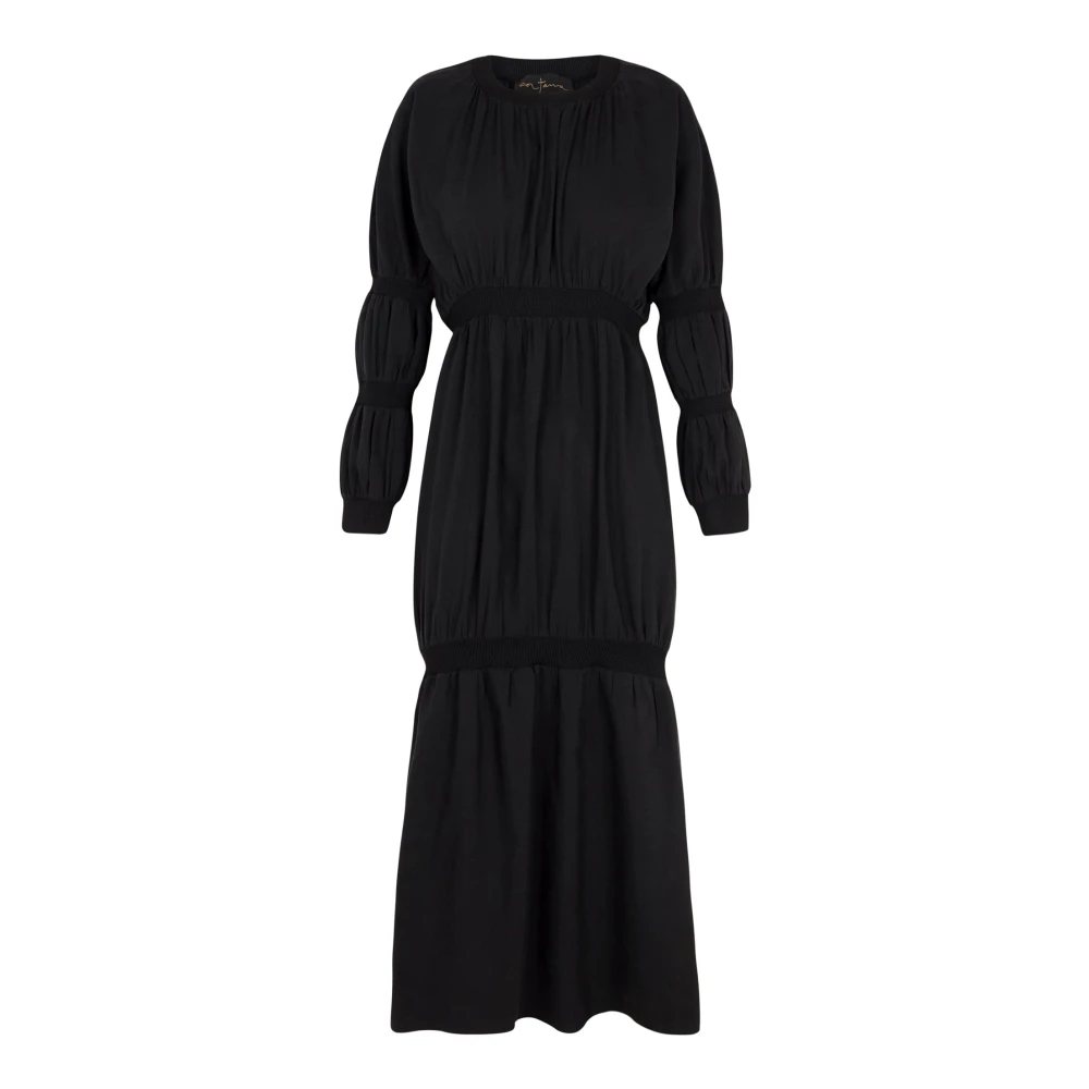 Cortana Linnen en zijden midi-jurk Black Dames