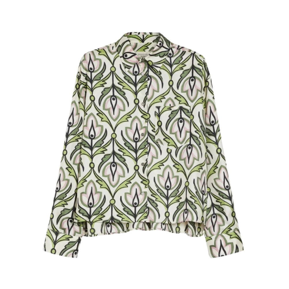 Max Mara Groene Zijden Blouse Enfasi Patroon Green Dames