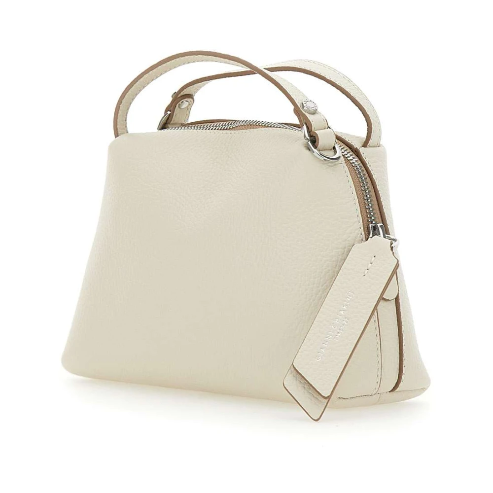 Gianni Chiarini Witte Leren Schoudertas met Bovenhandvat White Dames