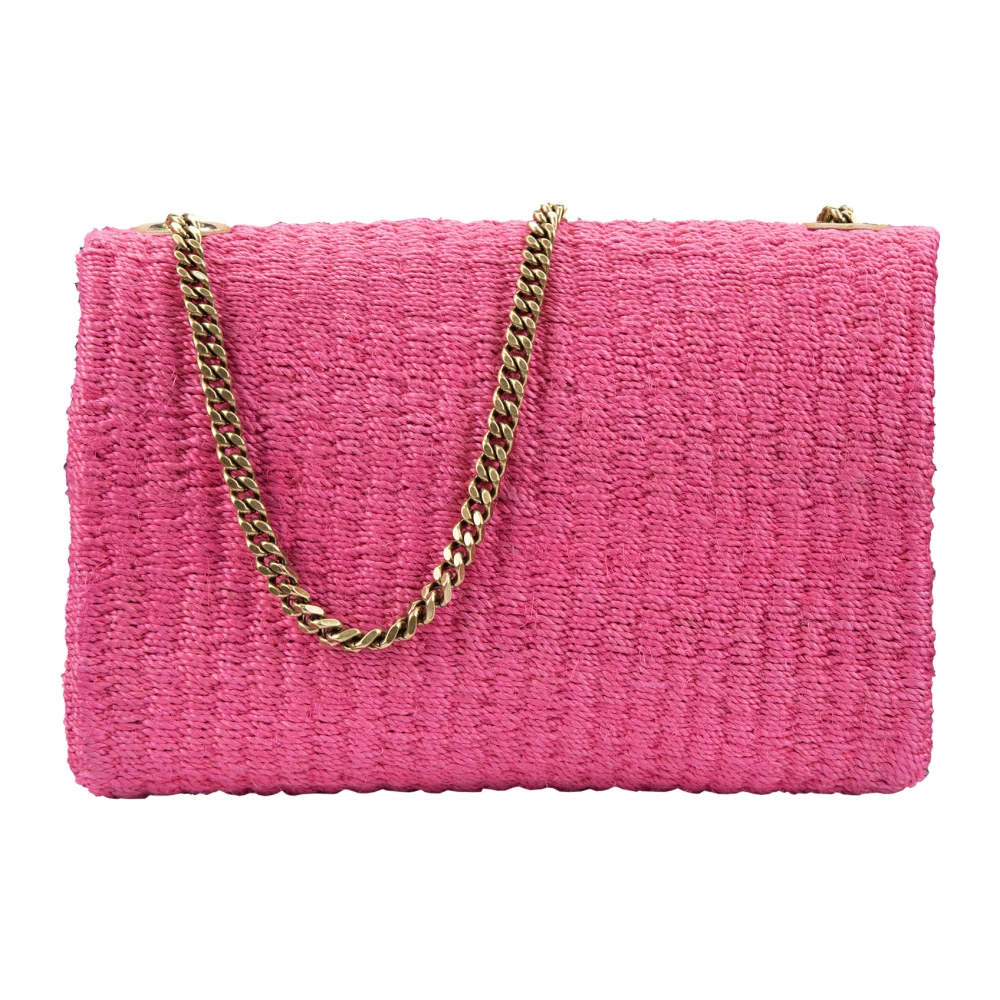 Saint Laurent Natuurlijke Vezel Crossbody Tas Pink Dames