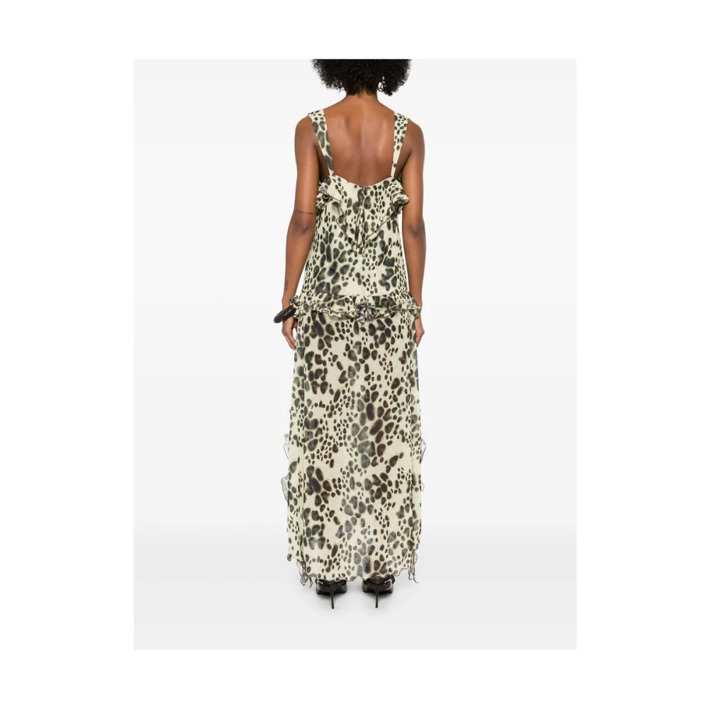 Siedrés Beige Gerimpelde Jurk met Zijgleuven Multicolor Dames