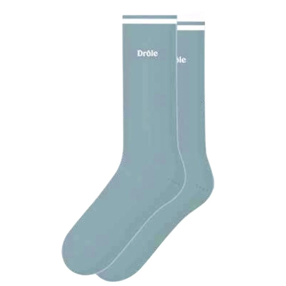 Drole de Monsieur Katoenen Lange Sokken Comfortabele Platte Naden Blue Heren