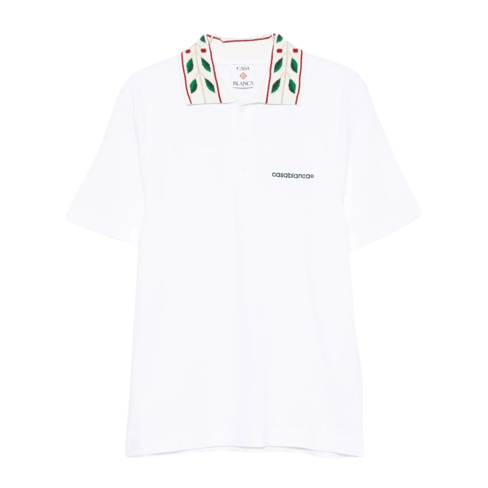 Casablanca , Polo Shirts, Male, White, M, Logo-Embroidered Polo Shirt