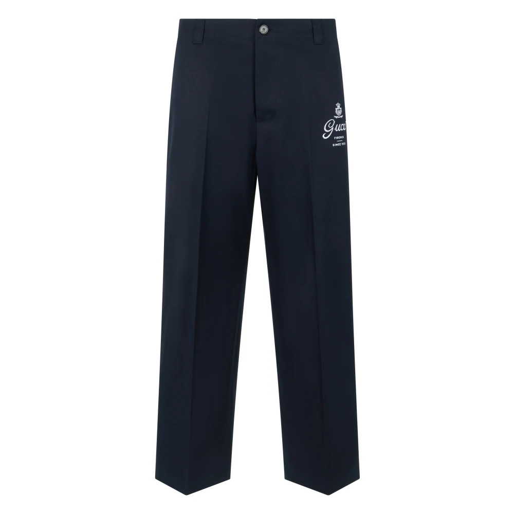 Gucci Blue Classic Cotton Fabric Trousers - Male - Straight Trousers - S - Trousers