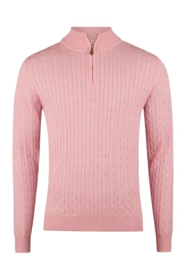 Cable Knit Merinoull Half-Zip Tröja