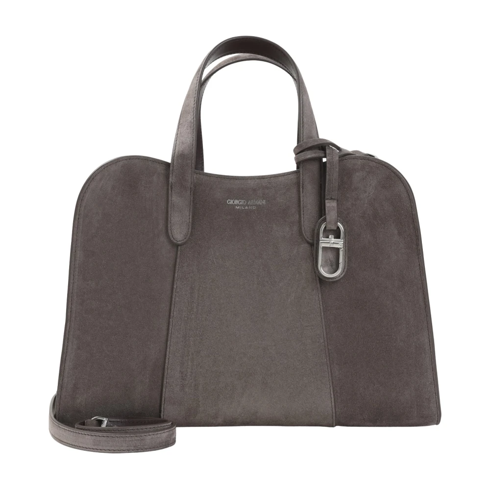 Giorgio Armani , Handbags, Female, Brown, One Size, Medium Suede Handbag
