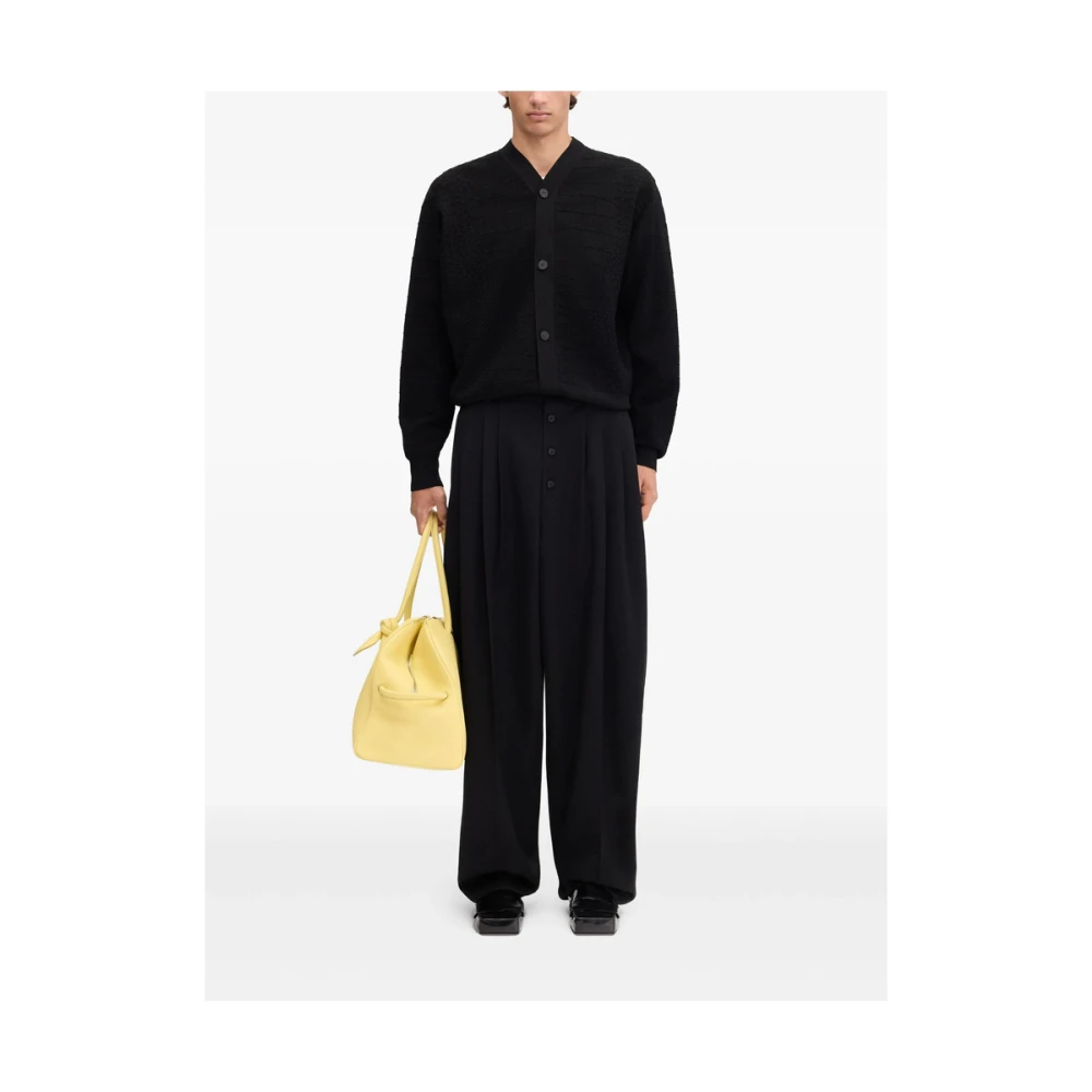 Jacquemus Zwarte Geplooide Broek met Knoopsluiting Black Heren