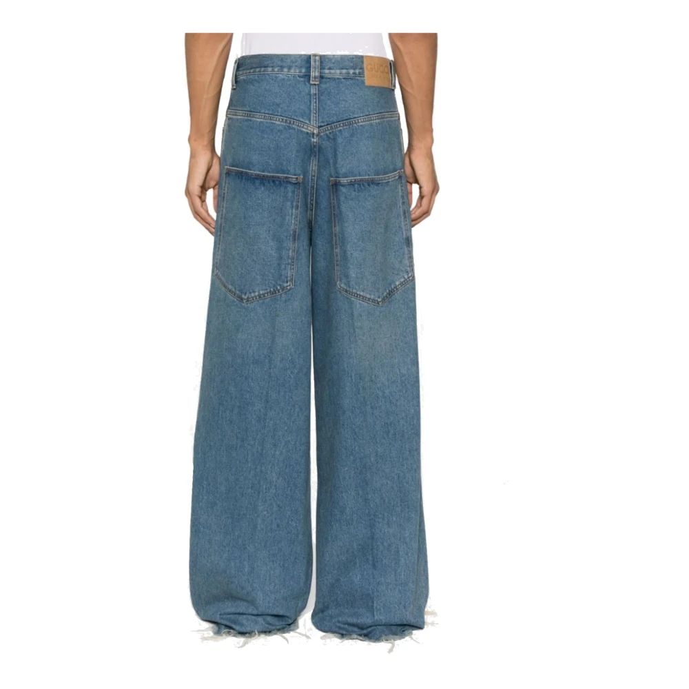 Gucci Denim Jeans met Franje Afwerking Blue Heren