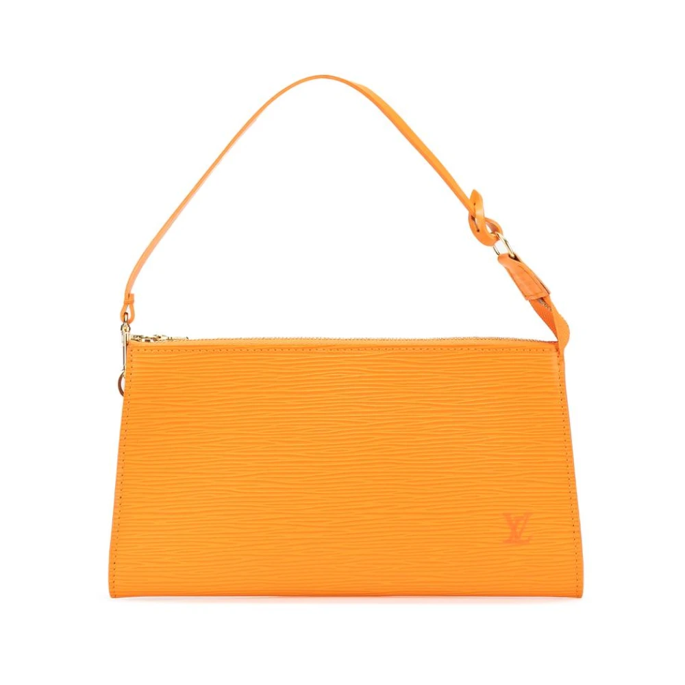 Louis Vuitton Vintage Women's Orange Pre-Owned Epi Pochette Textured Handbag