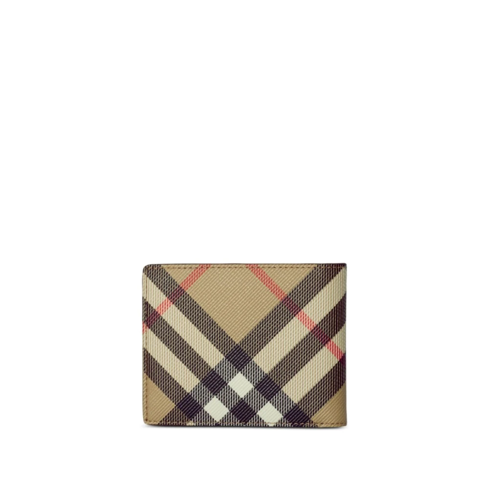 Burberry Beige Check Bi-Fold Portemonnee Beige Heren