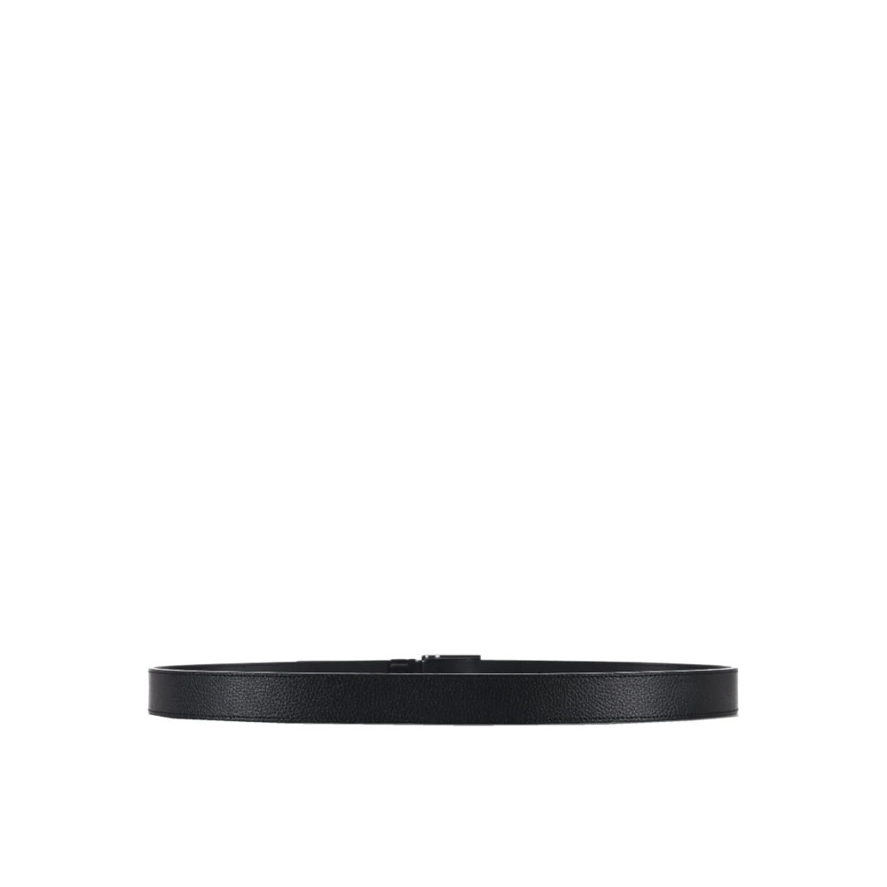 Emporio Armani Omkeerbare Leren Riem Zwart Gunmetal Gesp Black Heren