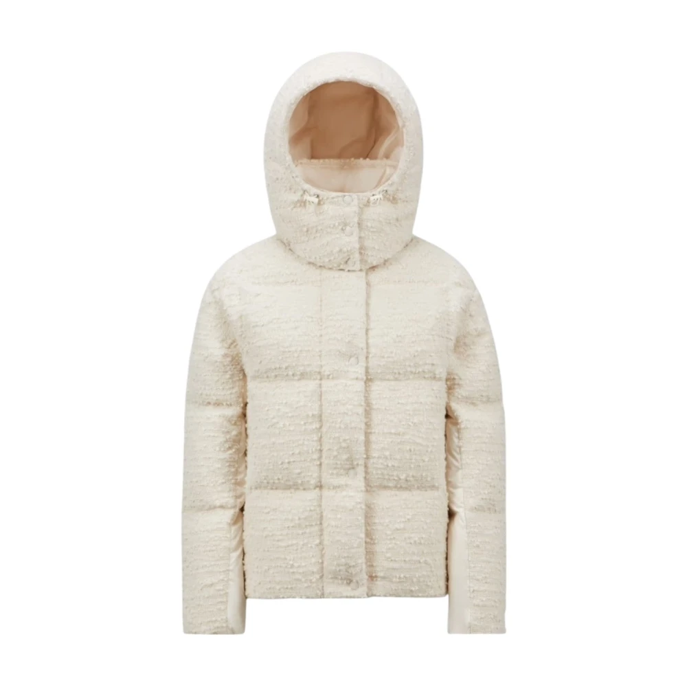 Moncler Witte Tweed Korte Donsjas White Dames