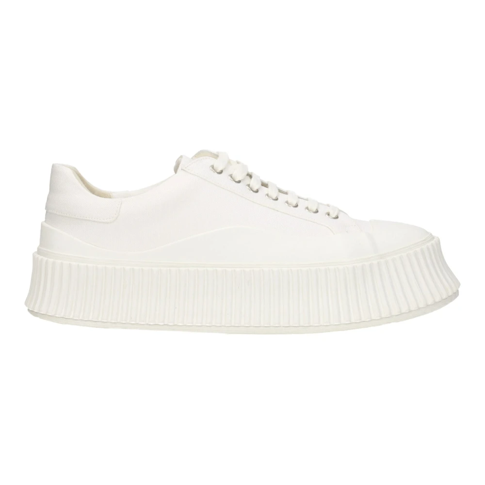 Jil Sander Men's White Fabric Platform Sneakers