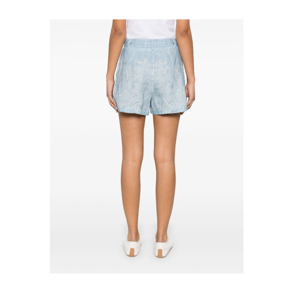 Ermanno Scervino Heldere Blauwe Geplooide Shorts Blue Dames