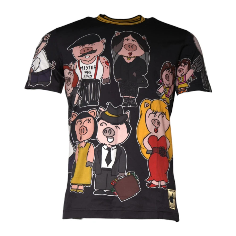 Dolce & Gabbana Men's Black Cotton Crew Neck T-Shirt