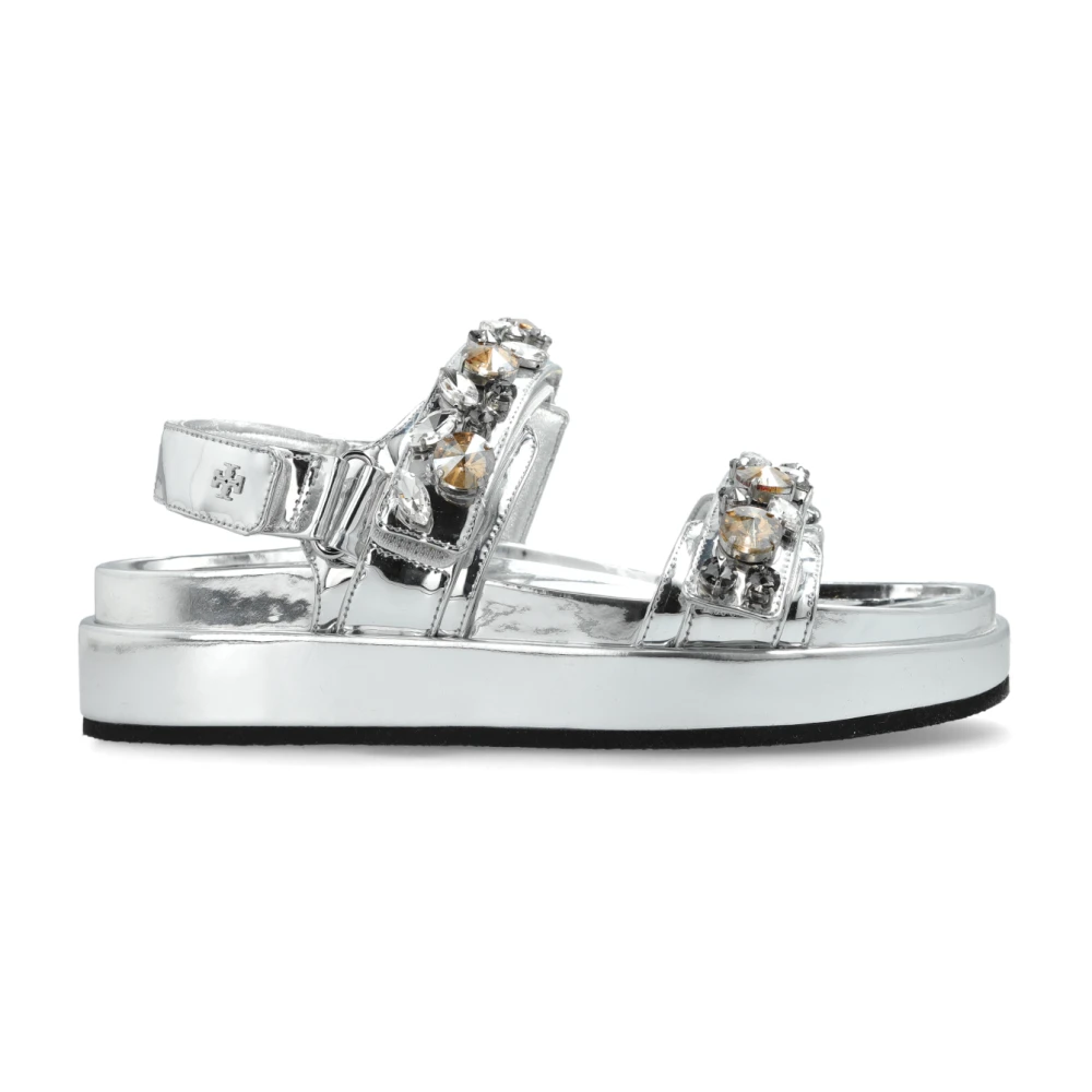 Tory Burch Women's Gray Flat Sandals, 3 Uk, Kira Sport Sandal