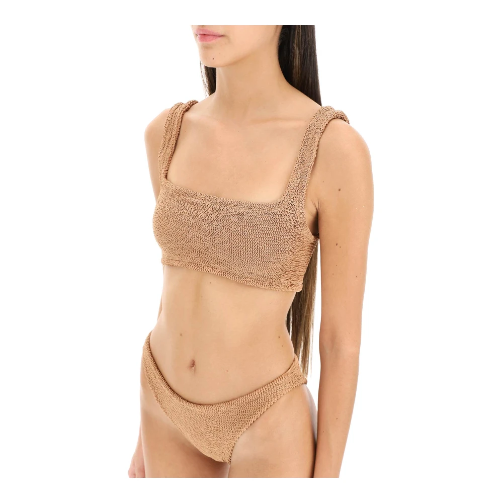 Hunza G Gekreukeld Stretch Tweedelig Bikini Set Brown Dames