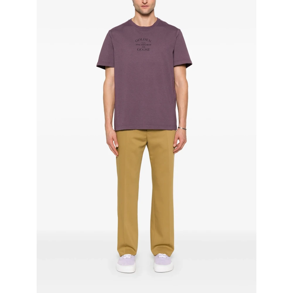 Golden Goose Logo-Print Katoenen T-shirt Purple Heren