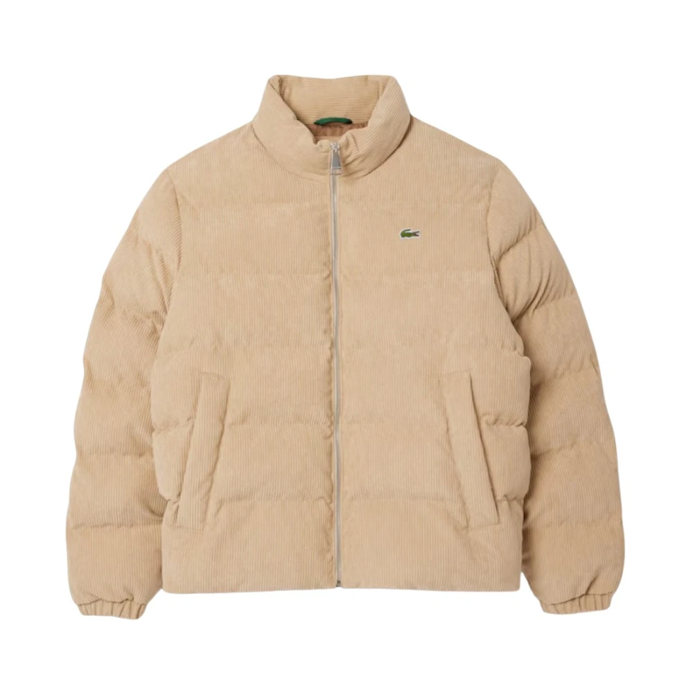 Lacoste Gewatteerde Ribfluwelen Jas Beige Heren
