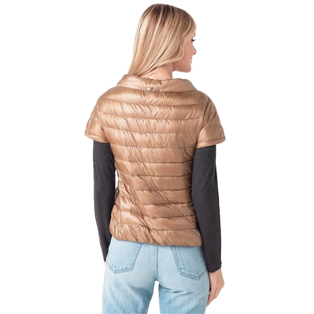 Herno Korte Nylon Donsvest met Rits Beige Dames