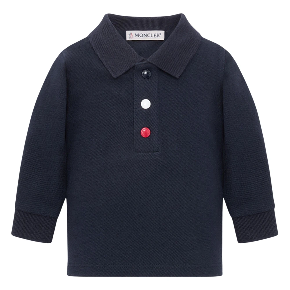 Moncler Blue Kids Short Sleeve T-Shirts, Male, 18 M, Long Sleeve Polo Shirt