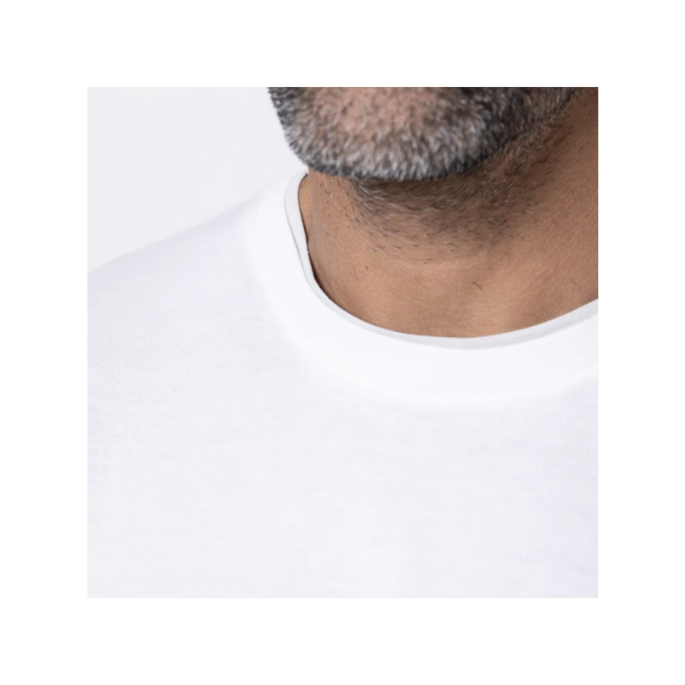 Eleventy Wit T-shirt met Greige Inzetstukken White Heren