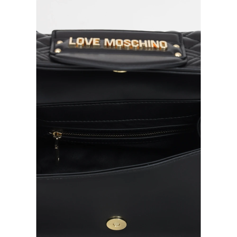 Love Moschino Quilted handtas met gouden metalen letters Black Dames